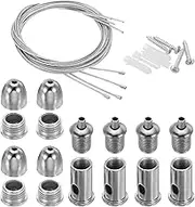 uxcell Ceiling Hanging Wire Cable Kit, 4 Set Lights Panel Steel Hanging Chains Adjustable Rope Clamp for Ceiling LED Pendant Light Aquarium Lights