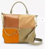 See By Chloe Emy Patchwork Suede Leather Satchel Bag Luminous Ochre New With Tag