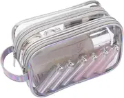 Clear Toiletry Makeup Bag,2 Layer Clear Makeup Pouch For Travel
