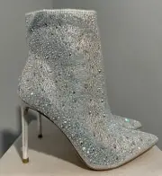 Anne Michelle Womens Embellished Shimmery Pointy Toe Bootie Condition-64 Size 9