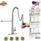 Commercial Style Kitchen Faucet with Pull Down Sprayer - Brushed Nickel Finish