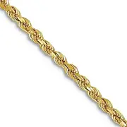 [JewelryWeb] 10k Yellow Gold Solid 2mm Sparkle Cut Rope Chain Lobster Claw Link Bracelet for Women and Men