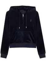 Juicy Couture Classic Robertson Hooded Velour Sweatshirt - Navy - S (UK8-10 / S) S (UK8-10 / S)