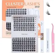 KESOR Lash Cluster DIY Extension Kit (Flower x Grass) 168 Pcs 8-16mm Premium Quality 2 Style, Bond, Sealant, Lash Applicator Tool, C Curl Mixed Natural & Volume Look In One Kit Soft Thin Band (8-16mm At Home Kit)