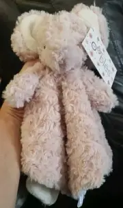 OOBLES Super Soft PINK Plush ELEPHANT Security Blanket Rattle Lovey Baby Toy 12”