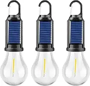 HYVCZP Solar Tent Lamp Portable LED Tent Lights, Hook Hurricane Emergency LED Camping Light Bulb, USB Rechargeable Lantern Bulb for Camping Hiking Backpacking Fishing Outage (3)