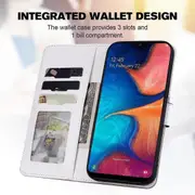 For Samsung A20 Wallet Case,3 Credit Card Slot ID Card Holder,PU Leather Flip Case with Strap - Pink