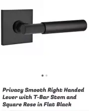 New Emtek Privacy Square Rosette T-Bar Stem US19 RH 5210US19.TAUS19.SMUS19.RH