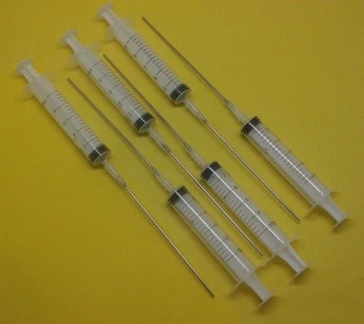 6 pcs x 10ml Syringe & 6 XTRA LONG Blunt Needles Ink Refill USA Fast Shipping