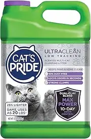 Cat's Pride Max Power: UltraClean Low Tracking Multi-Cat Clumping Litter - Keeps Paws & Home Clean - Up to 10 Days of Powerful Odor Control - 99% Dust Free - Fresh Scent, 15 Pounds