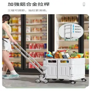 【Zhuyin】爬梯款萬向折疊購物車-可平拉-特大75L(手推車 買菜車 菜籃車 收納箱 手拉車 置物車)