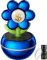 Car Fragrance Air Freshener, Solar Powered Rotating Car Fragrance Diffuser, Flower Design With Wealth Sign, 360 Degree Rotation, Scent Decor Accessories For Vehicles