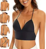 Low Back Bras For Women - Seamless Wire Free Bralette Backless Bras black M