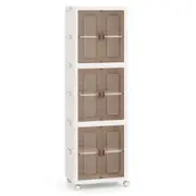 Giantex Tall Stackable Storage Bins 6-Cube Shoes Boxes w/Doors Storage Organizer White