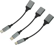 3 Pack USB-c to USB 3.0 Adapter Cable Black Type c to USB 3.0 Converter for Pixel OTG Cable Adaptor for Multiple Devices