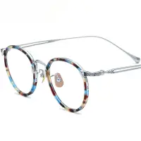 在飛比找蝦皮商城精選優惠-超輕板材純鈦眼鏡架男女款拼色潮素顏百搭個性復古圓形眼鏡框