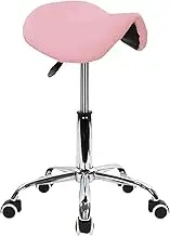 Swivel Saddle Stool with Wheels,Saddle Stool,Adjustable Rolling Stool,for Salon Clinic Lab Office Kitchen Dining Living Spa(A)