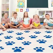ReliThick 30 Pcs Paw Print Decals 7.5 Large Vinyl Paw Prints Stickers Wall Clings Decor Self Adhesive Dog Footprint Floor Window Decals for Classroom Nursery Bedroom Living Room(Blue)