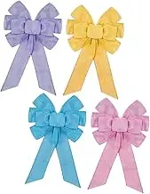 4pcs Decorative Bow Colorful Wreath Bow Easter Tree Topper Spring Wreath Decorations Colorful Tree Topper Decoration Ribbon Premade Pink Spring Blue Large Party Purple Polyester