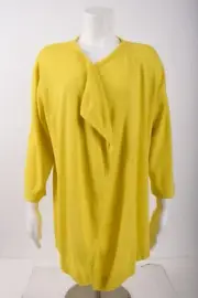 Bryn Walker Womans Cardigan Sweater M Draped Open front Yellow Cotton NWT