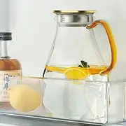 1.8Liter/61OZ Glass pitcher for Fridge,Glass Pitcher With Lid,Ice Tea Pitcher, Flat Glass Juice Pitcher Beverage Pitcher Drinking Carafe for Homemade Juice Wine Coffee Milk Lemonade