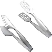 MOTHNUR Ergonomic Food Tongs Set 2 Pcs Stainless Steel Steak Clips Meat Clamp Bread Clamps Odorless for Kitchen Use