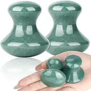ideayard Mushroom Gua sha 2Pcs Jade Eye Massage Facial Tool Smooth Cute Mushroom Shaped Scraping for Women SPA Lift Remove Wrinkles (Green(2pcs)