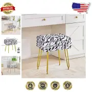 Chic Gold Leg Faux Fur Vanity Stool with Storage – Multifunctional Design