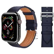 For Apple Watch iWatch Band Series 9 8 7 6 5 4 3 SE 45 44 41 Leather Strap- Midnight Blue