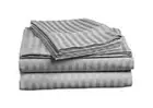 Silver Stripe Queen 4 Piece Bed Sheet Set 1000 Thread Count 100% Egyptian Cotton