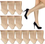 [Tarpop] 50 Pairs Nylon Sheer Knee High Stockings for Women Girls Reinforced Toe Socks Compression Stretchy Knee Highs Bulk