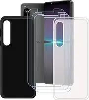 [LCEHTOGYE] Case for Sony Xperia 1 V + 3 Pcs Tempered Glass Screen Protector, Slim Translucent + Black Soft TPU Bumper Protective Phone Case Cover for Sony Xperia 1 V (6,5")
