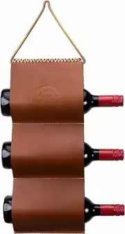 Small Wine Rack - 3 Bottle Wall Mounted Wine Rack, Space Saving Wine Rack, Leath