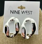 NWT Nine West Silver-Tone Chunky Oval Earrings