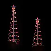 Northlight 2 Spiral Christmas Trees Star Tree Topper- 4 6ft Multi Color Lights
