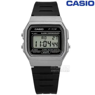 【CASIO 卡西歐】電子數位 橡膠手錶 灰黑色 33mm(F-91WM-1B)