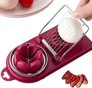 2024 New Egg Slicer for Hard Boiled Eggs Egg Cutter Strawberry Slicer Stainless Steel Wire Luncheon Meat Slicer (Red, One Size)