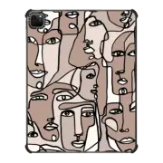 iPad Pro 12.9-inch (5th/6th gen) iPad Impact Case FACE MOSAIC SKETCH 1 DARK SKIN IPAD, ABSTRACT MINIMAL PEOPLE ILLUSTRATION By Ebi Emporium