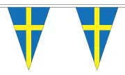 SWEDEN 20 metre TRIANGLE BUNTING 30 FLAGS flag TRIANGULAR 54 FLAGS SWEDISH
