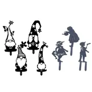 7Pcs Faceless Gnome and Little Kids Garden Stakes Hollow Out Garden Stakes
