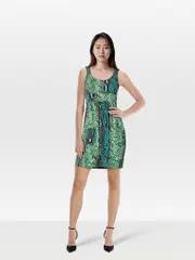 Green Snake Print Mini Dress