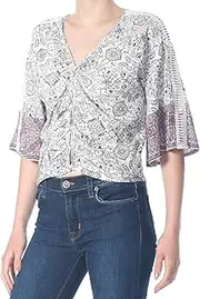 [American Rag] Juniors' Ruched Tie-Back Printed Top