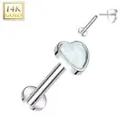 Piercing Labret Ear White Gold 14 Gold Heart Opal White