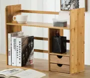 Bamboo Table Desktop Storage Books Organiser With Drawers Desk Shelf Storage