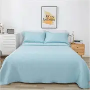 3 Pieces Quilt Set Single/Twin Size (59x74 / 59x90) Quilted Coverlet with 2 Pillow Shams,Lightweight Luxurious Cotton Bedspread Coverlet for All Season
