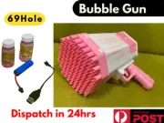 69 Holes Bubble Gun Toy Automatic Bazooka Soap Water Bubble Machine Gift aus