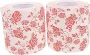 MOLUCKFU 2pcs Floral Print Toilet Paper Decorative Rose Tissue Rolls for Bathroom Accessories Soft Absorbent Holiday Toilet Paper Unique Party Favors for Special Occasions