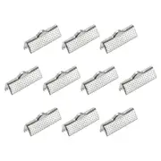 100Pcs Ribbon Crimp Clamp Ends 20mm Cord End Clasp for DIY Craft Silver Tone