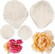 Gumpaste Flower Silicone Veining Mold Peony Veined Petal Fondant Mold Gum Paste Peony Flower Mold for Cake Decoration Cupcake Topper Chocolate Candy Polymer Clay Gum Paste Set of 2
