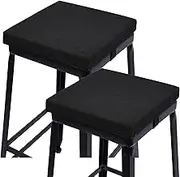 baibu 12 Inch Stool Cushion Square with Ties Set of 2, Non-Slip Bar Stool Square Seat Cushion with with Machine Washable Cover - Two Pads Only, Black (12" (30CM))